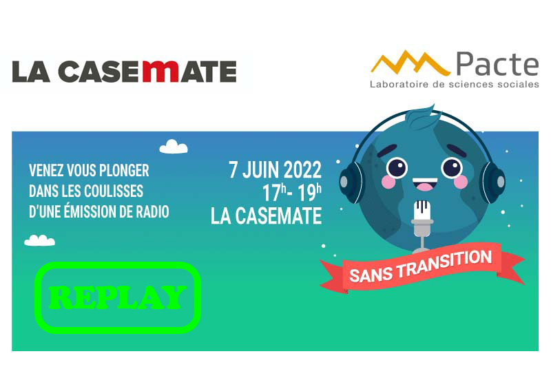 Visuel "Sans transition" ; terre anthropomorphe avec un casque audio et un micro
